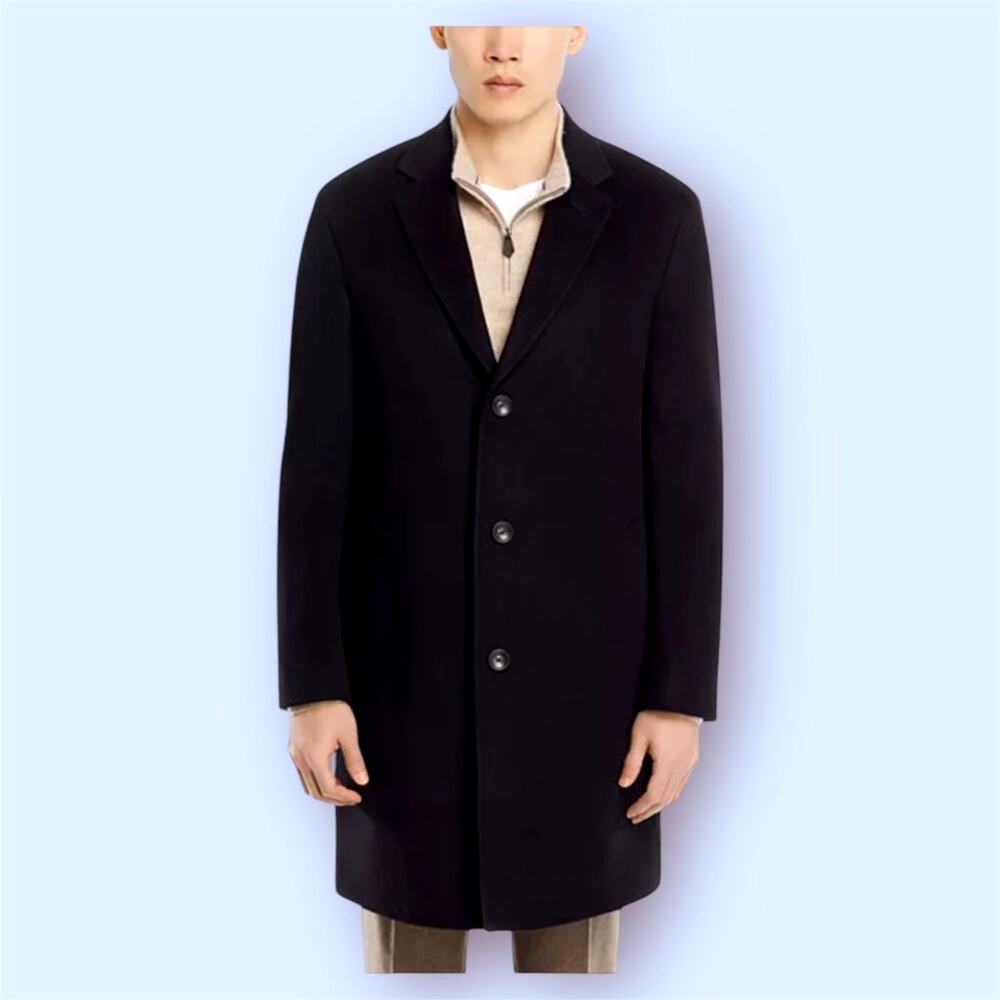 The Men's Store at Bloomingdale's Regular Fit  Black Cashmere Top Coat  SZ: 46R